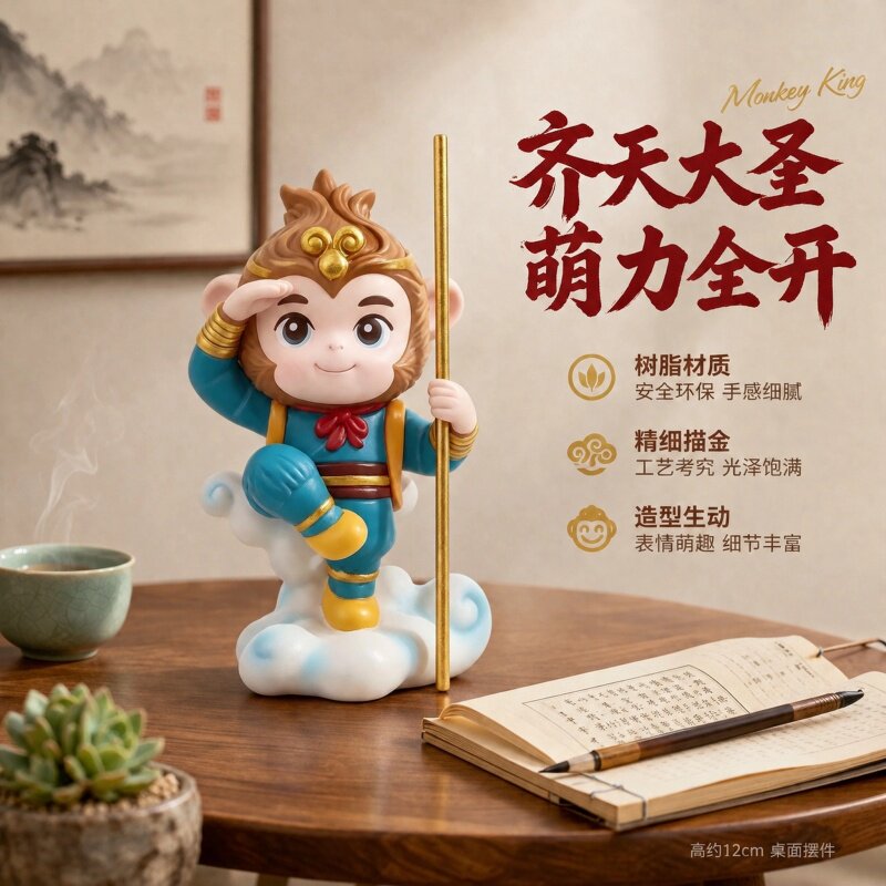 国潮Q版西游观音济公桌面摆件图片