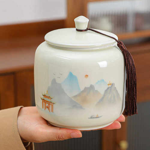 中式陶瓷茶叶罐储存罐防潮存茶罐