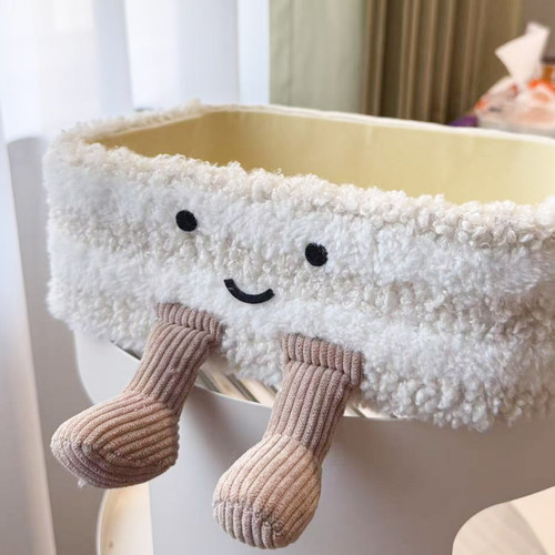 可爱毛绒桌面收纳筐杂物整理盒