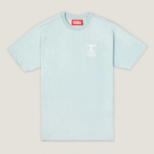 男女032c浅蓝T恤圆领休闲夏季 潮流宽松光感变色维特鲁威人印花