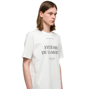 字母标语 潮牌宽松时尚 男女032c白色T恤棉短袖 圆领休闲简约夏季