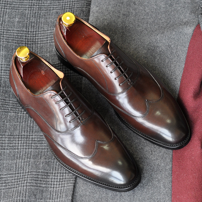 古森轮英伦尖头牛津鞋结婚皮鞋