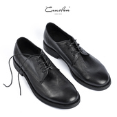 复古胎牛皮男士 商务休闲皮鞋 软皮圆头真皮德比鞋 欧美新品 透气单鞋