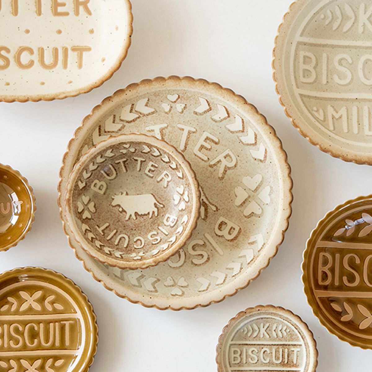 清仓日本制美浓烧黄油饼干沙拉碗甜品碟早餐盘牛排西餐盘咖喱饭盘