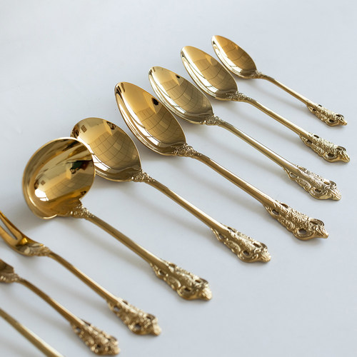 欧式316不锈钢金色刀叉勺西餐具