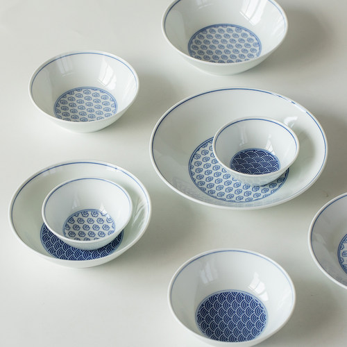 日本美浓烧青海波陶瓷碗盘餐具