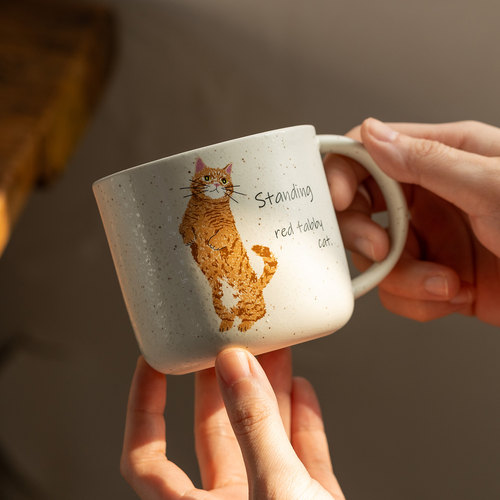 日本进口可爱三花猫咪陶瓷马克杯礼物办公室咖啡杯牛奶杯家用水杯