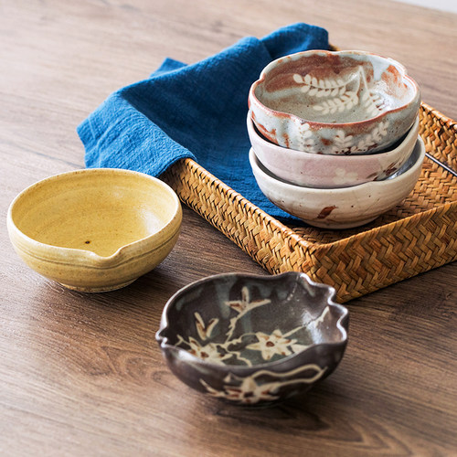 日本进口志野烧手作粗陶米饭碗拌面碗深菜盘复古日式料理碗盘餐具