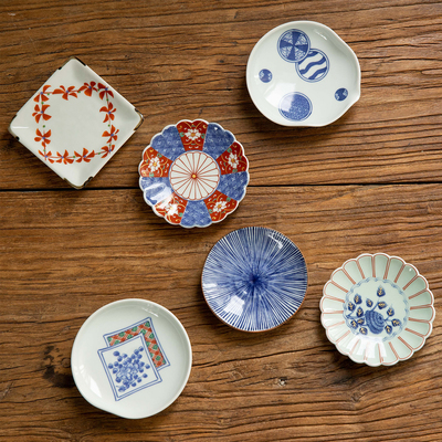 日本进口有田烧染锦青花陶瓷配菜碗碟日式小菜碟蘸料碗调味碟骨碟