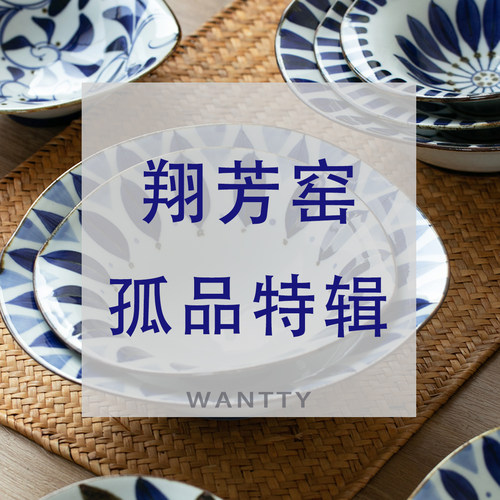 WanttyShop日本进口波佐见烧翔芳窑手绘碗盘碟饭碗咖啡杯菜盘面碗