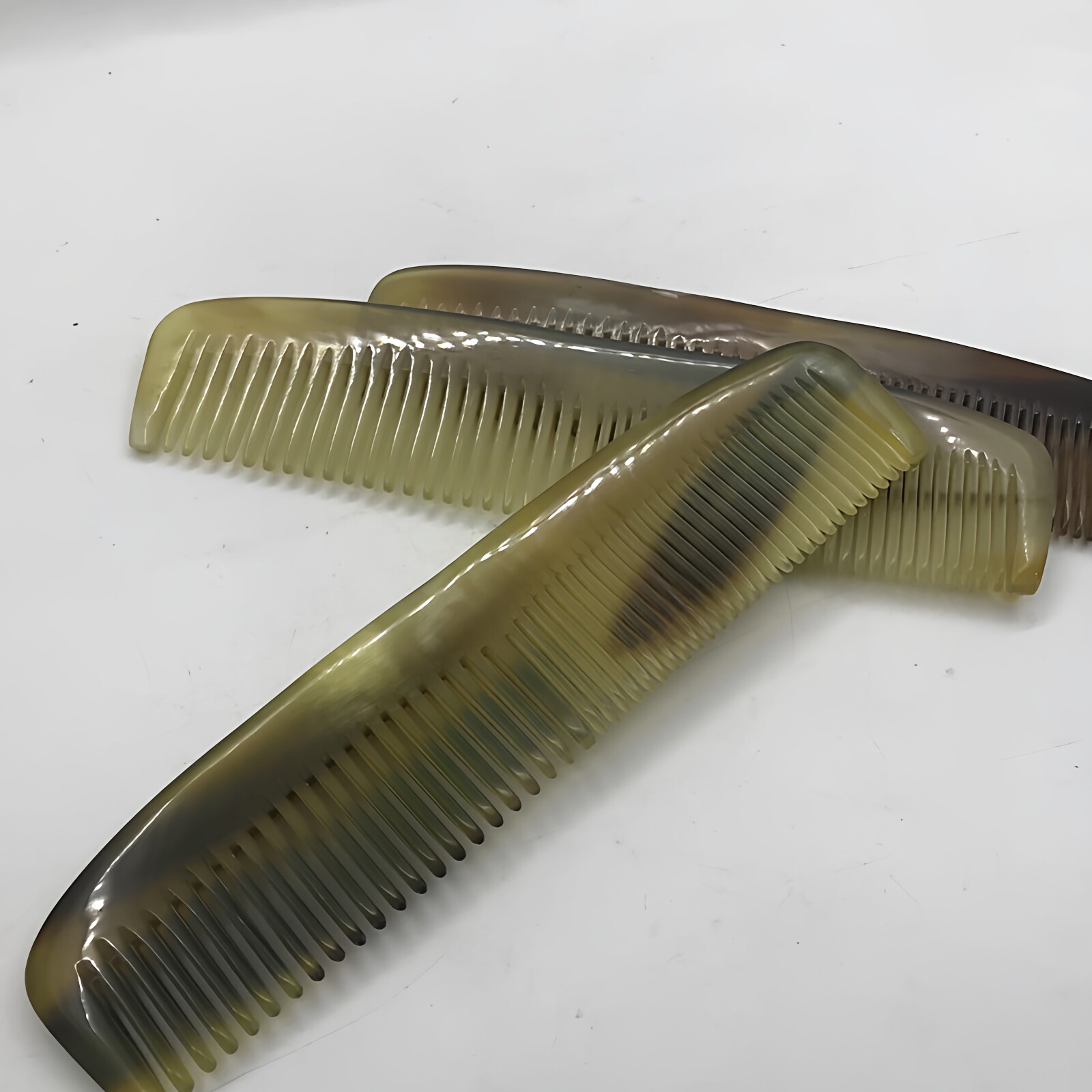 15厘米黄牛角双用梳一头齿宽点一头齿密点长条方形梳防静电脱发
