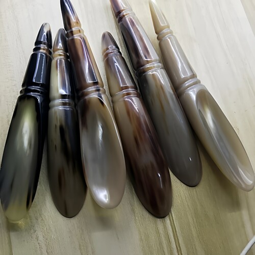 牛角刮痧板13-16黑花竹节半边棒