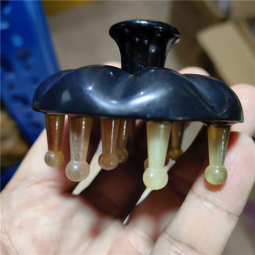 南瓜12钉塑料手柄羊角齿头梳