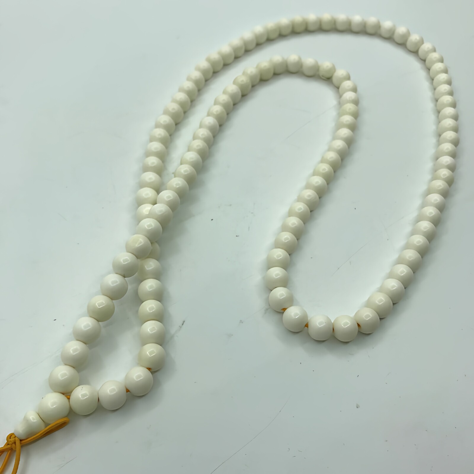 精品白色8mm直径圆珠带佛塔108颗牛骨佛珠链手链手串念珠男女文玩
