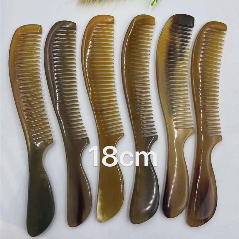 天然牛角梳16-18厘米中厚长柄梳细长鱼尾梳防静电防脱发按摩梳子