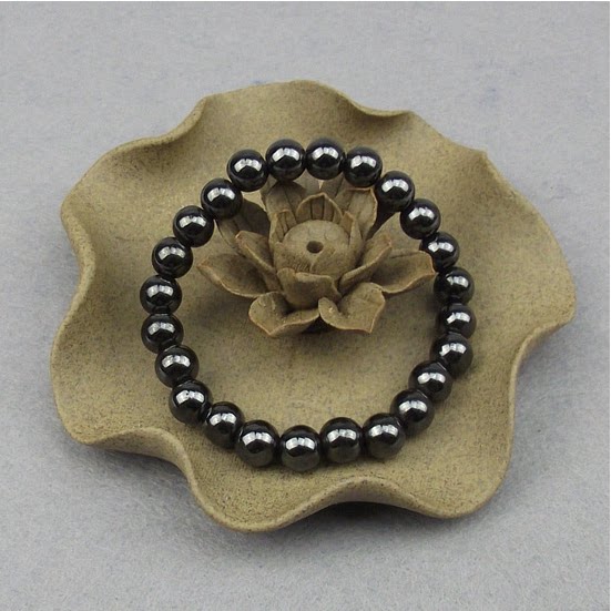 天然8mm磁性黑胆石手链 黑胆石磁石手链 黑胆石磁疗保健手串圆珠