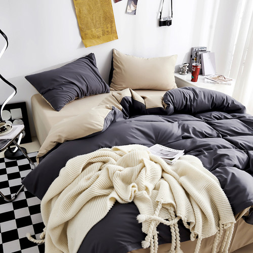 纯色网红磨毛全棉床单被套