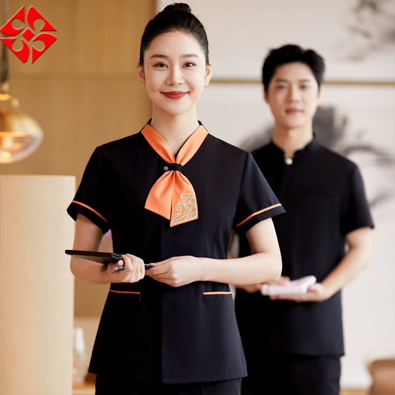 高档酒店中式餐厅服务员短袖餐饮海鲜酒楼火锅店工作服夏季透气
