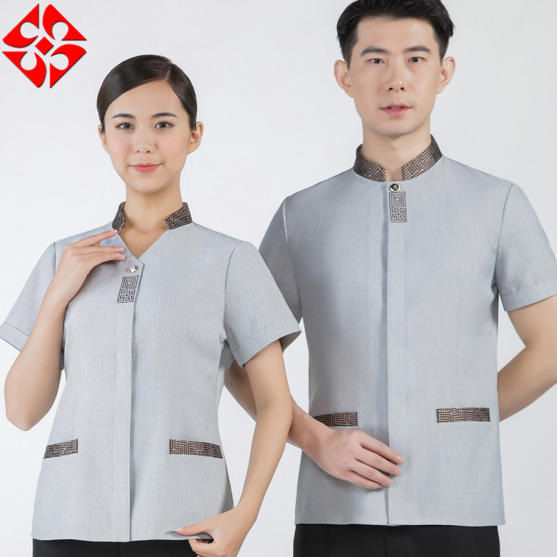 酒店宾馆保洁服短袖医院护理家政物业清洁员棉麻夏季套装吸汗透气