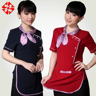 酒店服务员工作服夏装火锅店餐饮饭店酒楼服务员工作服短袖女