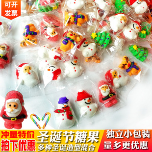 圣诞节糖果棉花糖散装蛋糕装饰软糖雪人老人零食网红棒棒糖小礼物