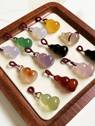 Fulu Natural Agate Chalcedony Pink Jade Gourd Pendant Necklace 2025 New Model Niche Chinese Style Accessory