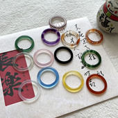 细款 天然玛瑙戒指男女款 颜色我都有 素圈叠戴玉髓指环 你想要