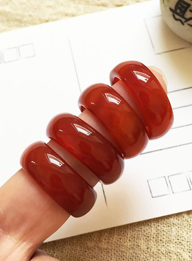 天然玛瑙玉髓男女款玉戒指红本命年加宽情侣食指大拇指环扳指礼物
