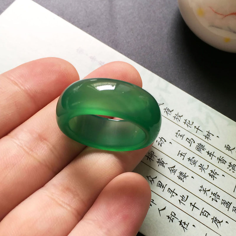 天然正品绿玛瑙戒指玉髓玉石水晶