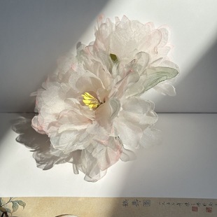 仿真丝烫花发夹古风纱花古装汉服氛围感假花边夹旗袍发饰仙气发簪