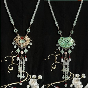 长背云平安锁项链原创长款后缀流苏璎珞明制汉服配饰古风流苏穗子