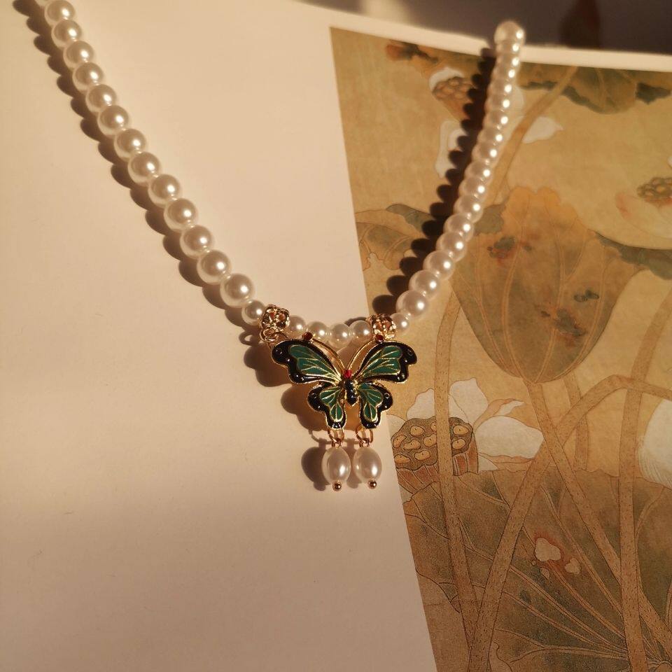 汉服配饰仿珍珠流苏软璎珞项链古风项圈明宋唐制仙气简约颈链饰品