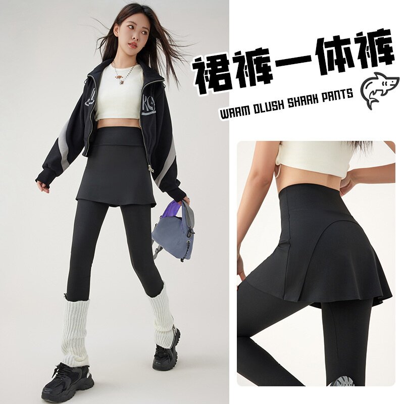 假两件裙裤显瘦防走光打底裤高腰春夏收腹鲨鱼裤女外穿薄款瑜伽