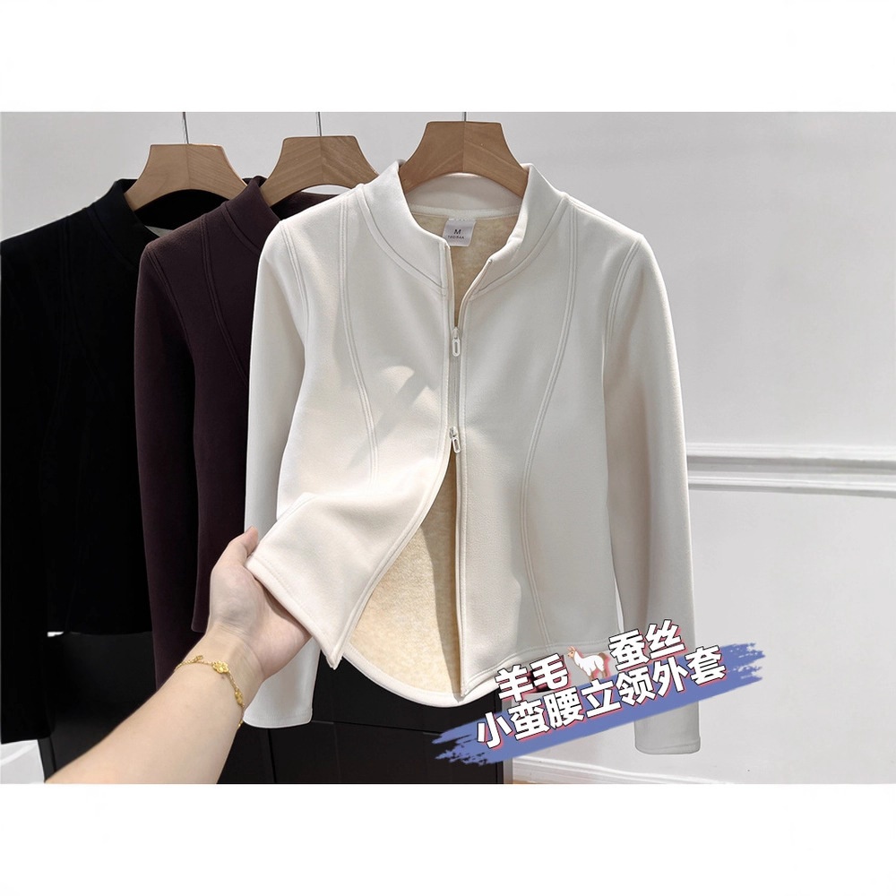 LU~立领小蛮腰发热双面绒秋冬修身显瘦户外防风轻便保暖开衫外套