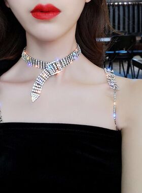 欧美性感满钻锁骨链女日韩网红短款项链脖子饰品choker项圈颈带女