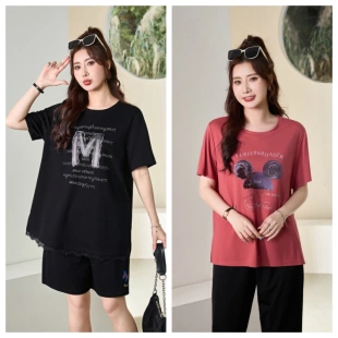 200斤胖mm宽松遮肉显瘦休闲圆领短袖 夏季 T恤上衣 女装 驰爽2026大码