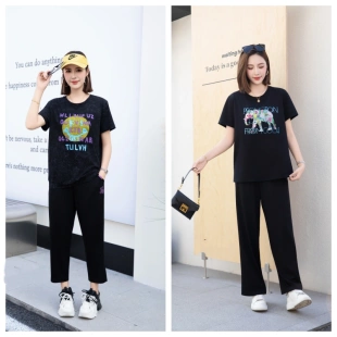 200斤胖mm宽松遮肉显瘦休闲圆领短袖 夏季 T恤 女装 咔帕诺尔2026大码