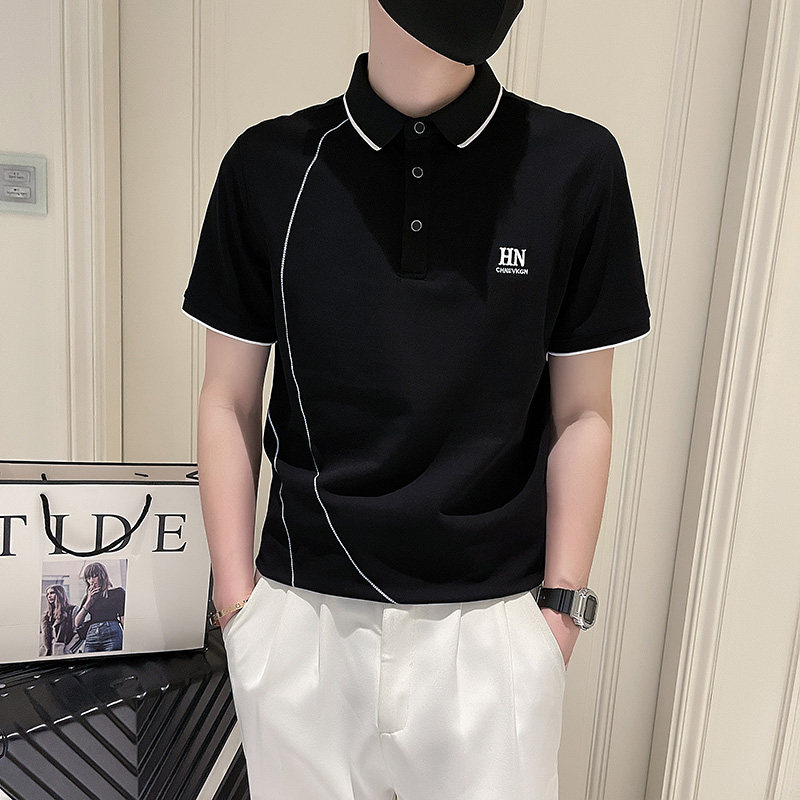 PL82-P58 夏季短袖T恤潮牌半袖新款男装明线刺绣POLO衫-4 控78图片