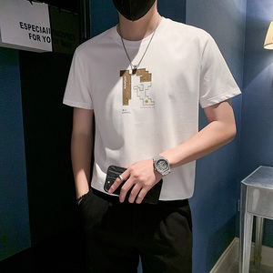 夏季店主风潮牌社会小伙简约字母刺绣修身短袖T恤-2 T820-P38控58图片