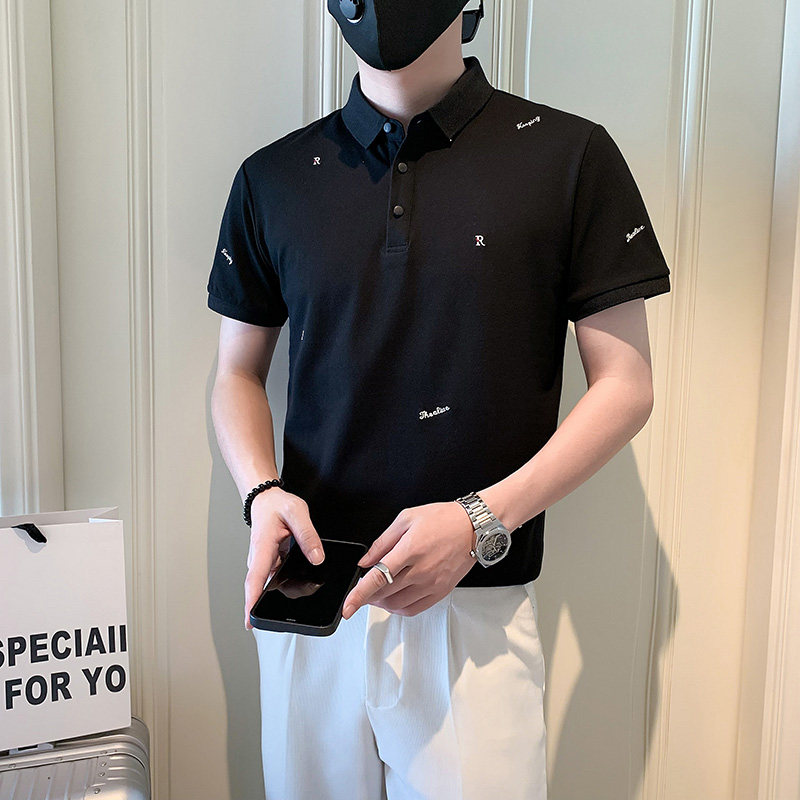 社会小伙字母刺绣polo衫男潮牌短袖抖音-1PL839-特P48控68,男装Polo衫,电商A400-1（原B352）