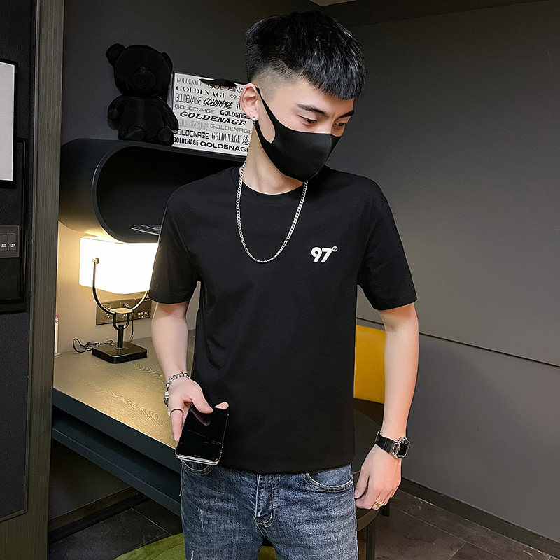 22新款社会精神小伙男字母印花圆领社会人短袖T恤0T623-P45控65,男装T恤,电商A400-1（原B352）