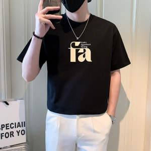 夏季店主风潮牌社会小伙简约字母压花宽松短袖T恤-1 T826-P48控68,男装T恤,电商A400-1（原B352）