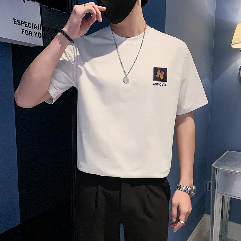 夏季店主风潮牌社会小伙贴布刺绣印花宽松短袖T恤-6T806-P55控75,男装T恤,电商A400-1（原B352）