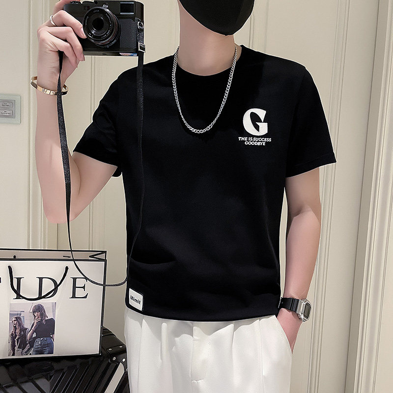 T701-P38夏季T恤男潮流字母刺绣短袖上衣男装新款夏装-2控58,男装T恤,电商A400-1（原B352）