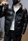 冬季社会小伙PU皮立领压花羽绒服白鸭绒男外套1YR656-P165控225，男装羽绒服，电商A400-1（原B352）