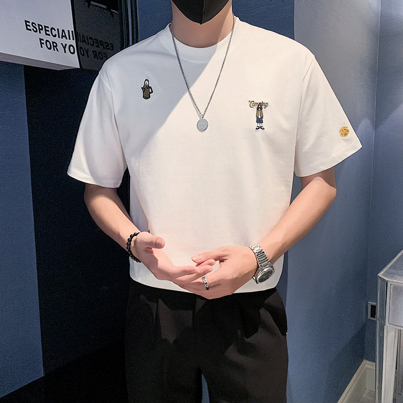 夏季店主风潮牌社会小伙满身刺绣宽松短袖T恤-7 T828-特P48控68图片
