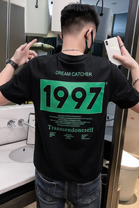 22新款社会精神小伙男字母印花圆领社会人短袖T恤0 T623-P45控65图片