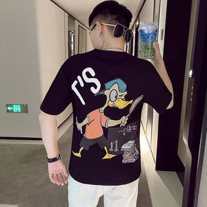 21夏季新款男社会精神小伙卡通印花网红短袖T恤6 T569-P45控65图片