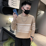 2024秋冬社会小伙痞帅个性撞色格子潮款毛衣男2A822-P78控108，男装针织衫/毛衣，电商A400-1（原B352）