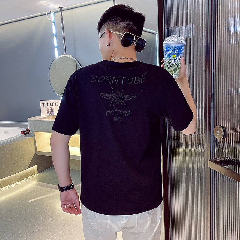24夏季新款男社会精神小伙个性刺绣网红短袖T恤4T582-P40控60,男装T恤,电商A400-1（原B352）